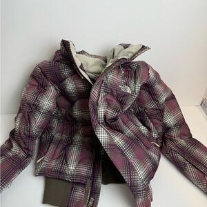 North Face Plaid Jacket - Purple and White